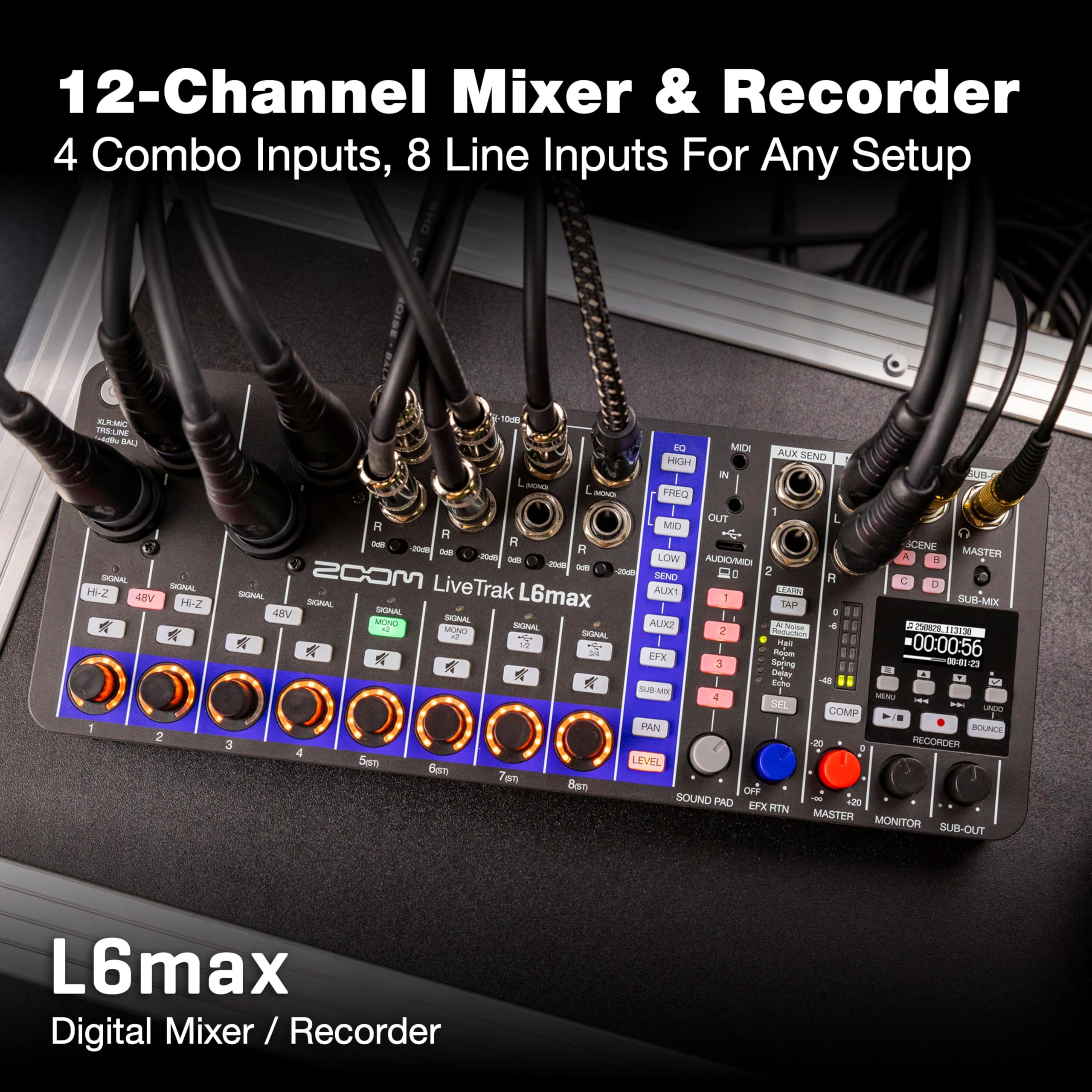 Amazon.com: Zoom LiveTrak L6max Digital Mixer and Recorder, 12